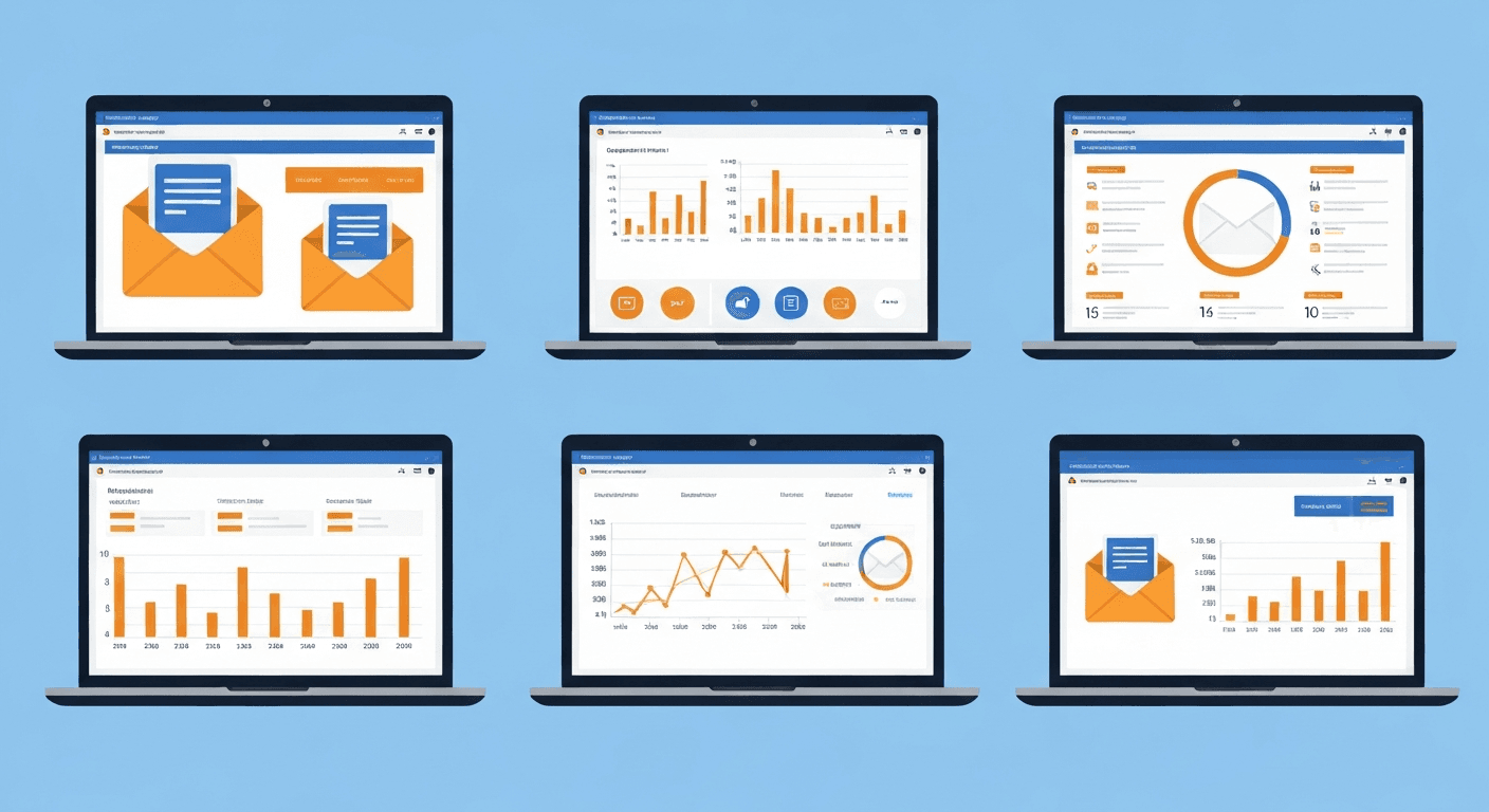Side-by-side comparison of email marketing automation platform dashboards